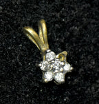 Vintage 10k Gold and Diamonds Floral Pendant - MISSING STONE