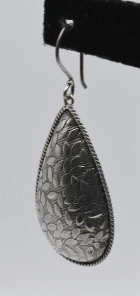 Vintage Sterling Silver Domed Teardrop Dangle Earrings - Read Description