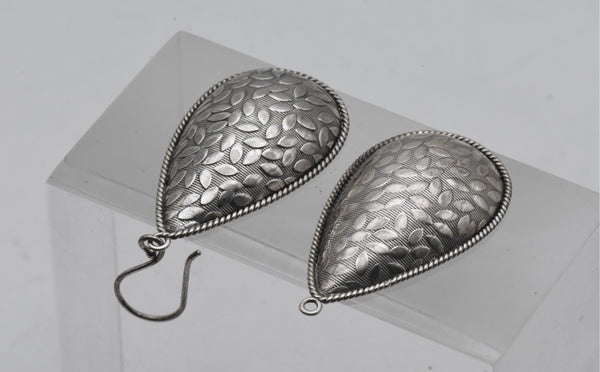 Vintage Sterling Silver Domed Teardrop Dangle Earrings - Read Description