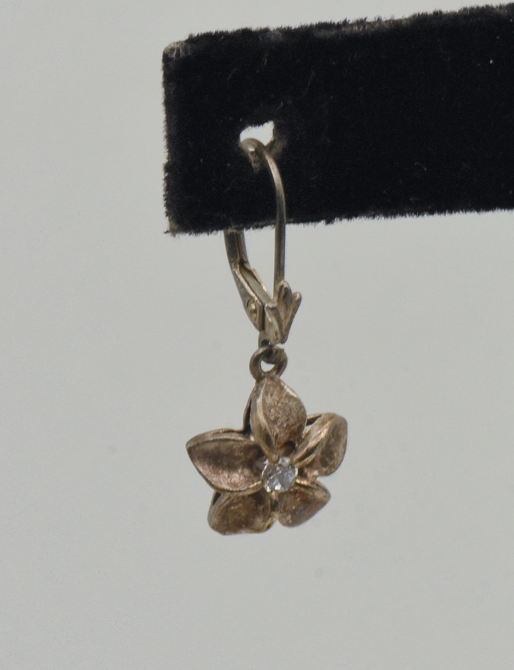 UNMATCHED Copper Tone Sterling Silver Rhinestone Flower Dangle Earring