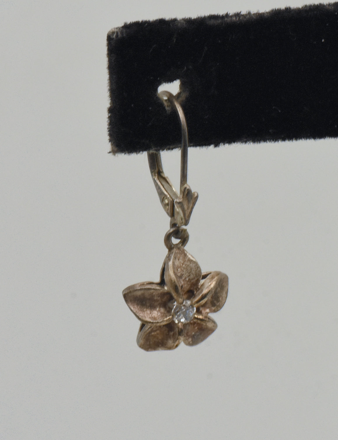 UNMATCHED Copper Tone Sterling Silver Rhinestone Flower Dangle Earring