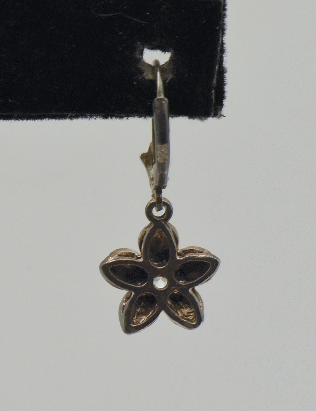 UNMATCHED Copper Tone Sterling Silver Rhinestone Flower Dangle Earring
