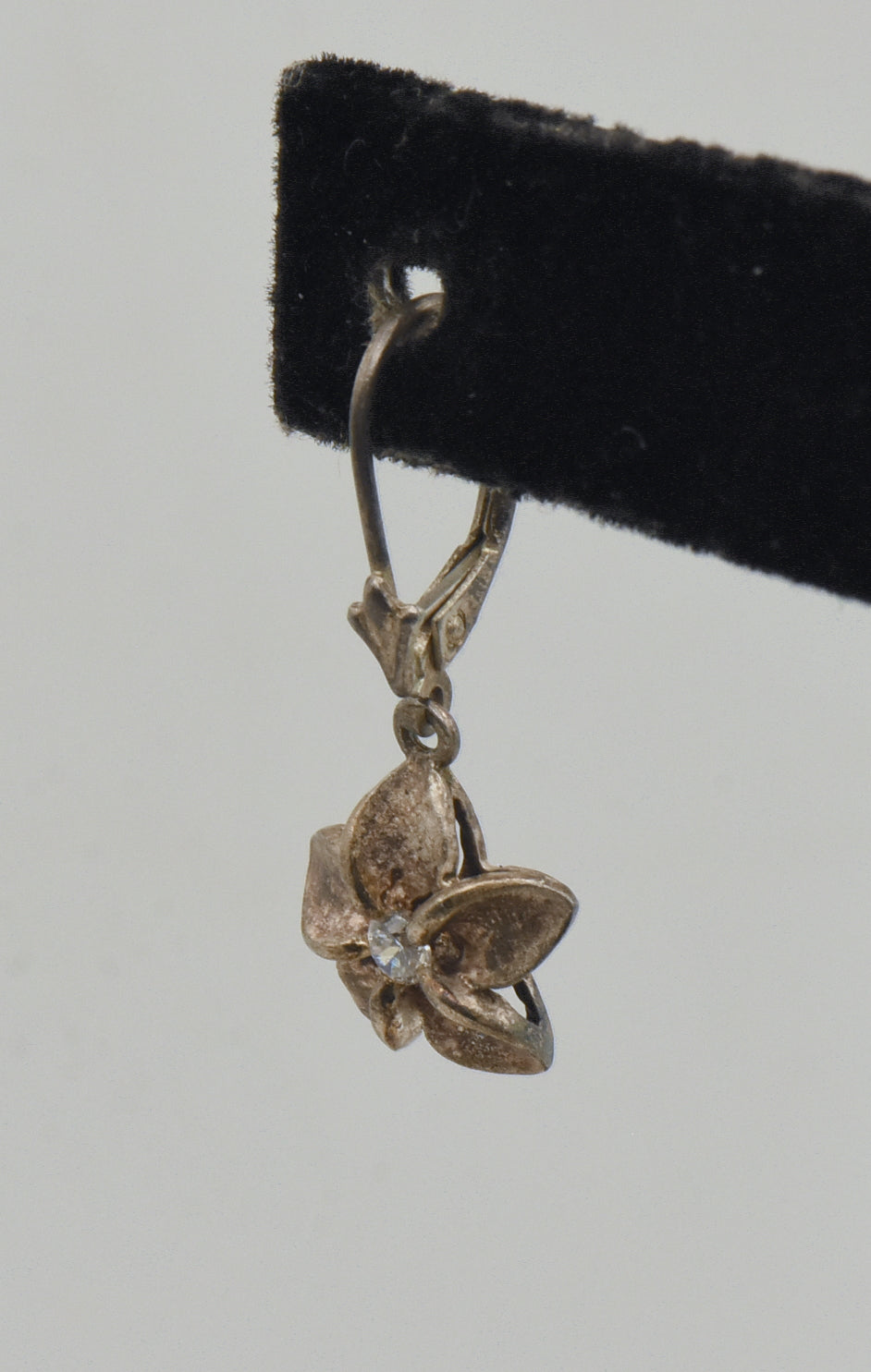 UNMATCHED Copper Tone Sterling Silver Rhinestone Flower Dangle Earring
