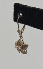 UNMATCHED Copper Tone Sterling Silver Rhinestone Flower Dangle Earring