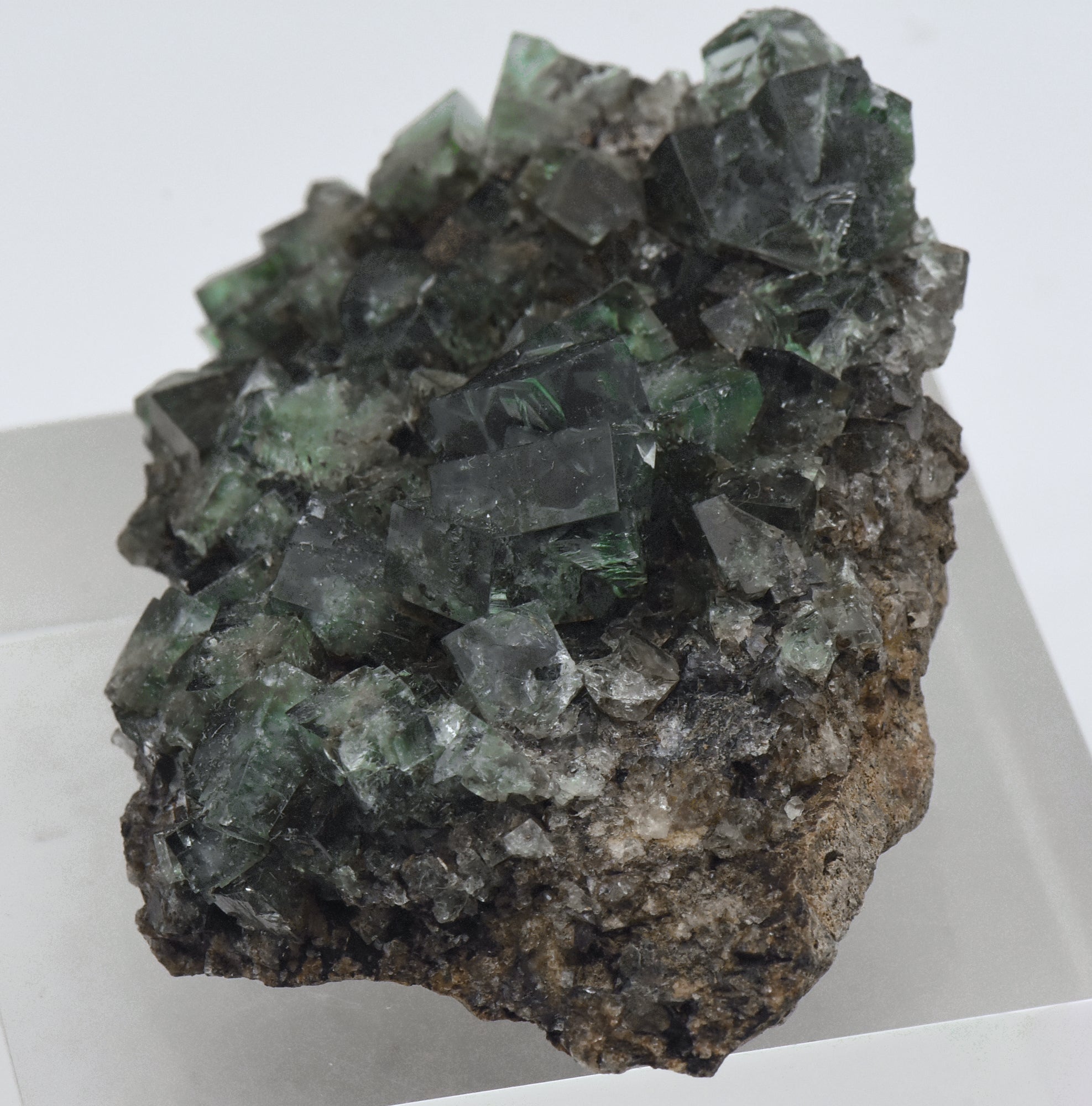Green Fluorite Crystal Cluster on Matrix - UK