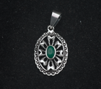 Vintage Sterling Silver Faux Malachite Pendant