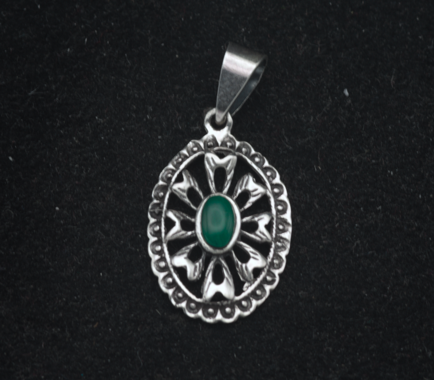 Vintage Sterling Silver Faux Malachite Pendant
