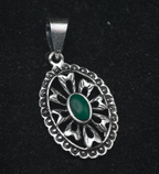 Vintage Sterling Silver Faux Malachite Pendant