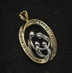 Vintage 10k Two Tone Gold and Diamonds Family Pendant