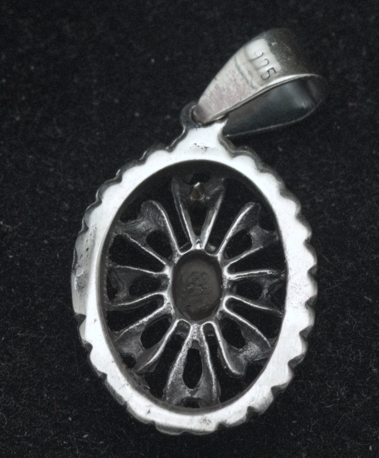 Vintage Sterling Silver Faux Malachite Pendant