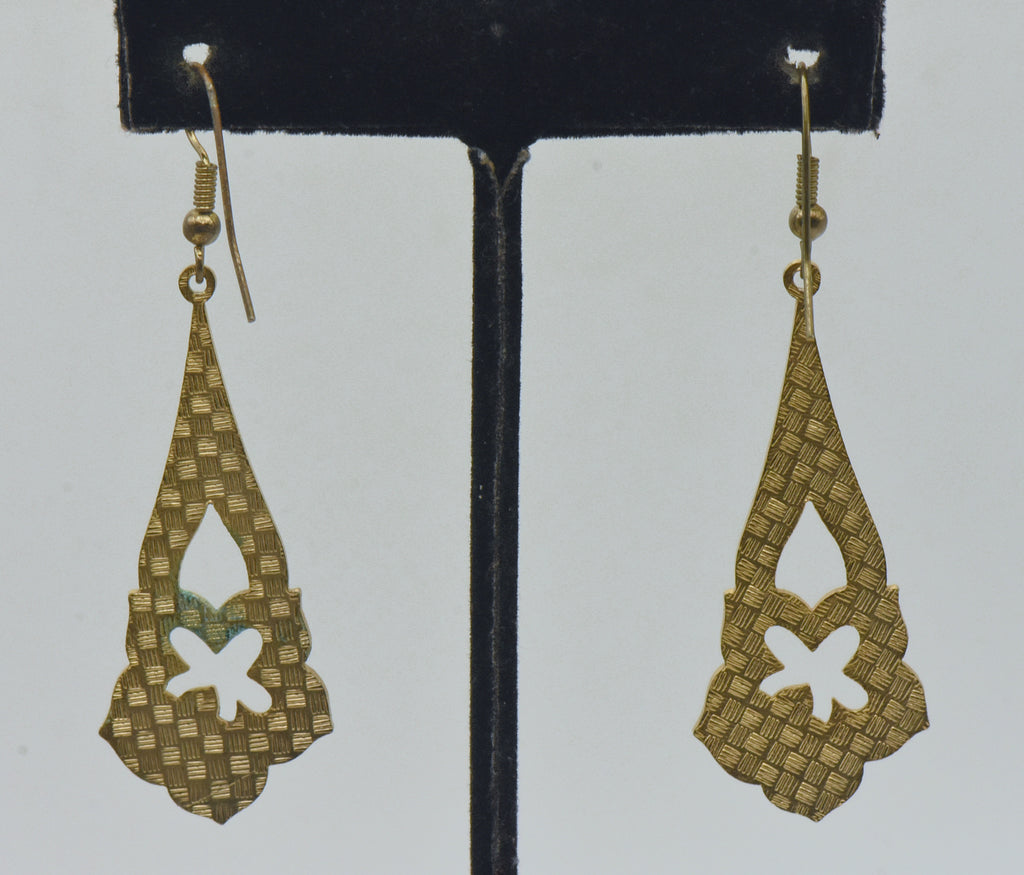 Vintage Enamel Floral Dangle Earrings