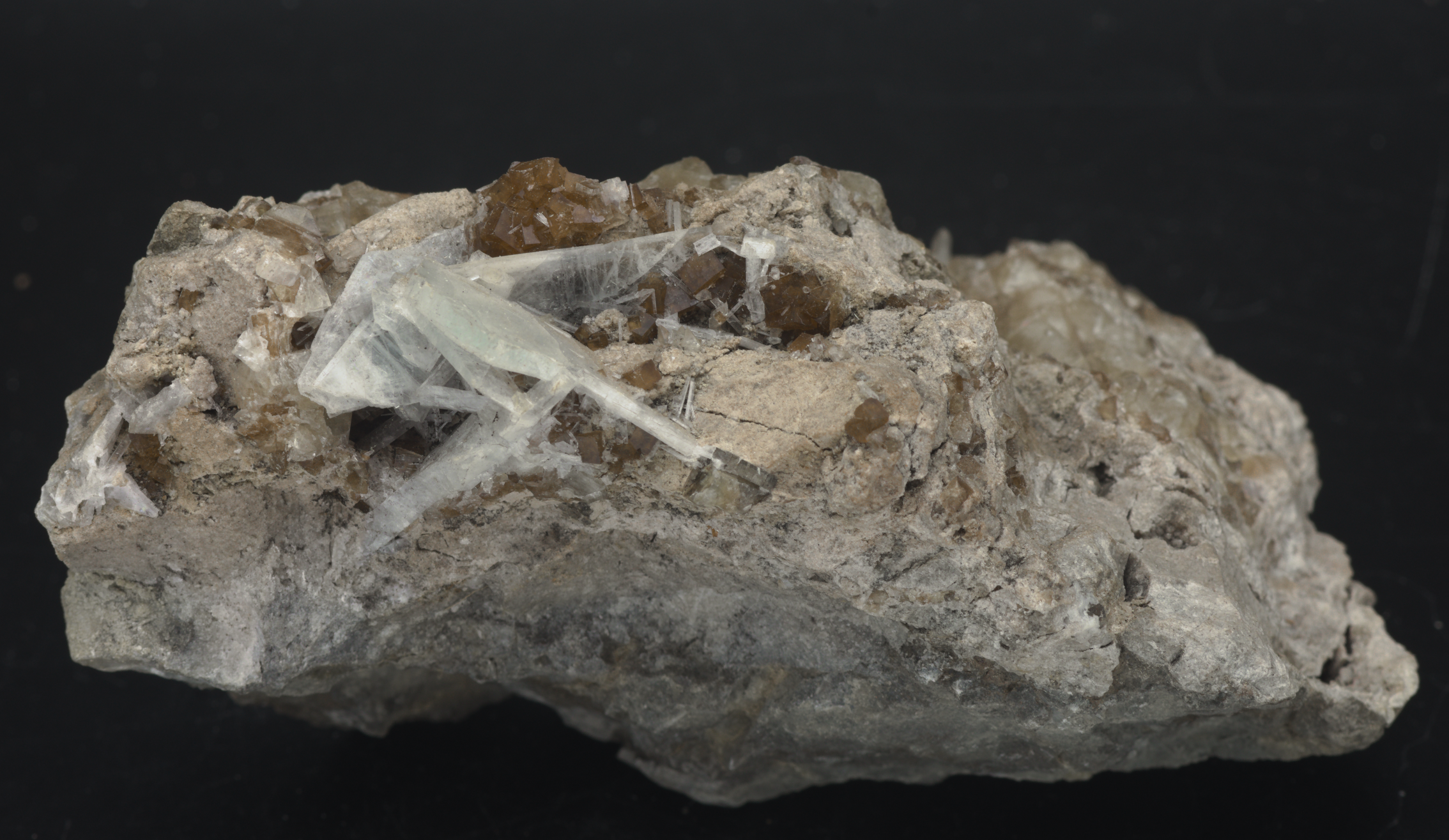 Brown "Root Beer" Fluorite and Celestite Crystal Cluster Mineral Specimen - Ohio, USA