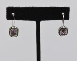 Vintage Sterling Silver Purple Foilback Rhinestone Earrings