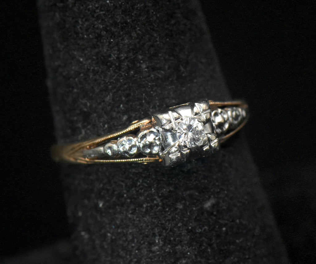Vintage 14k Gold Solitaire Diamond Ring - Size 6.75