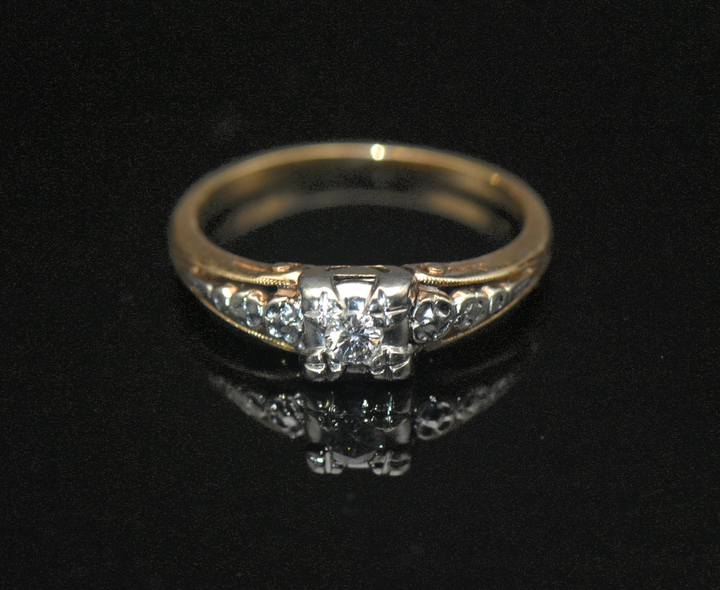 Vintage 14k Gold Solitaire Diamond Ring - Size 6.75