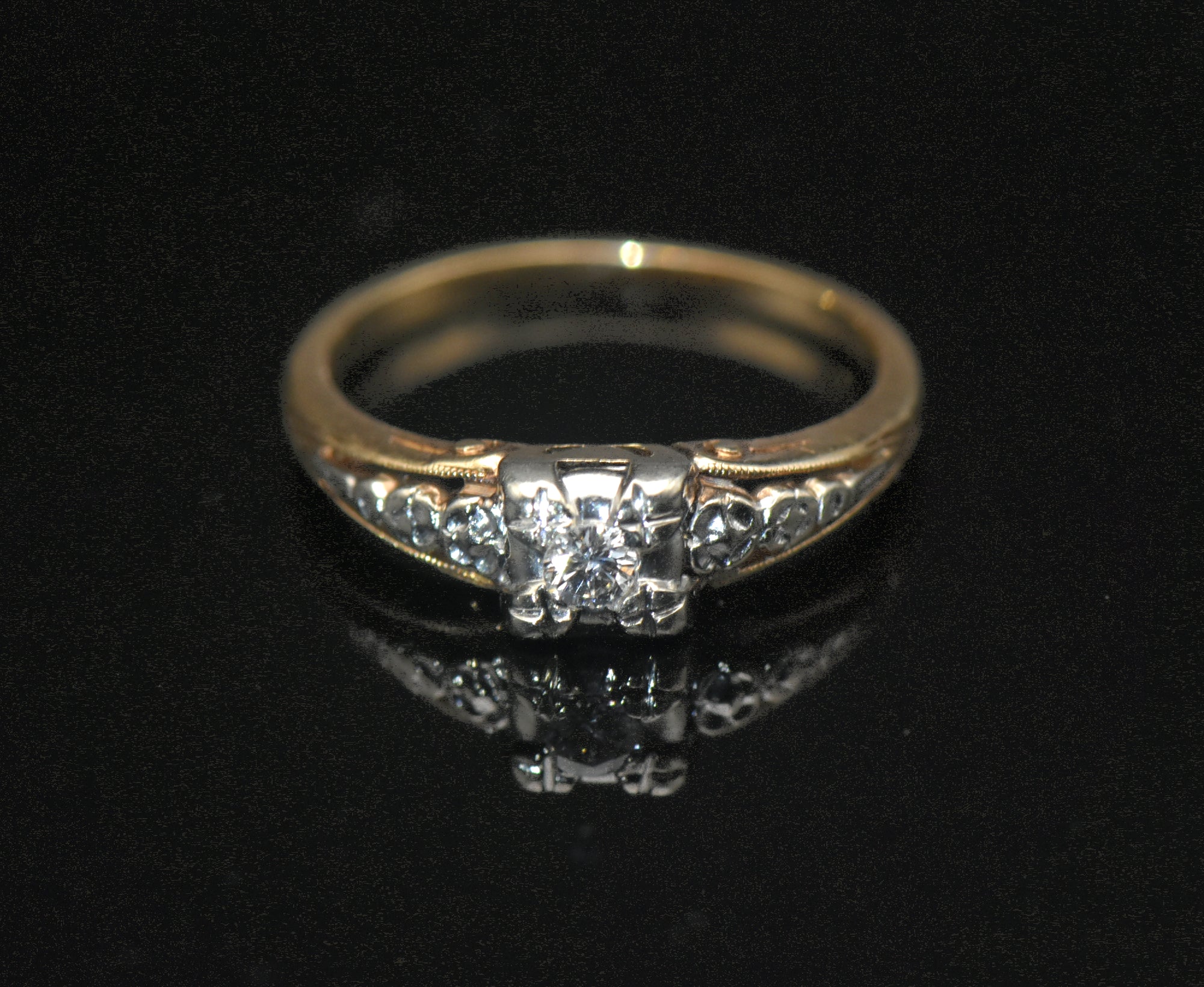 Vintage 14k Gold Solitaire Diamond Ring - Size 6.75