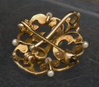 Vintage Handcrafted 14K Gold and Cultured Pearl Fleur-de-Lis Brooch/Pendant