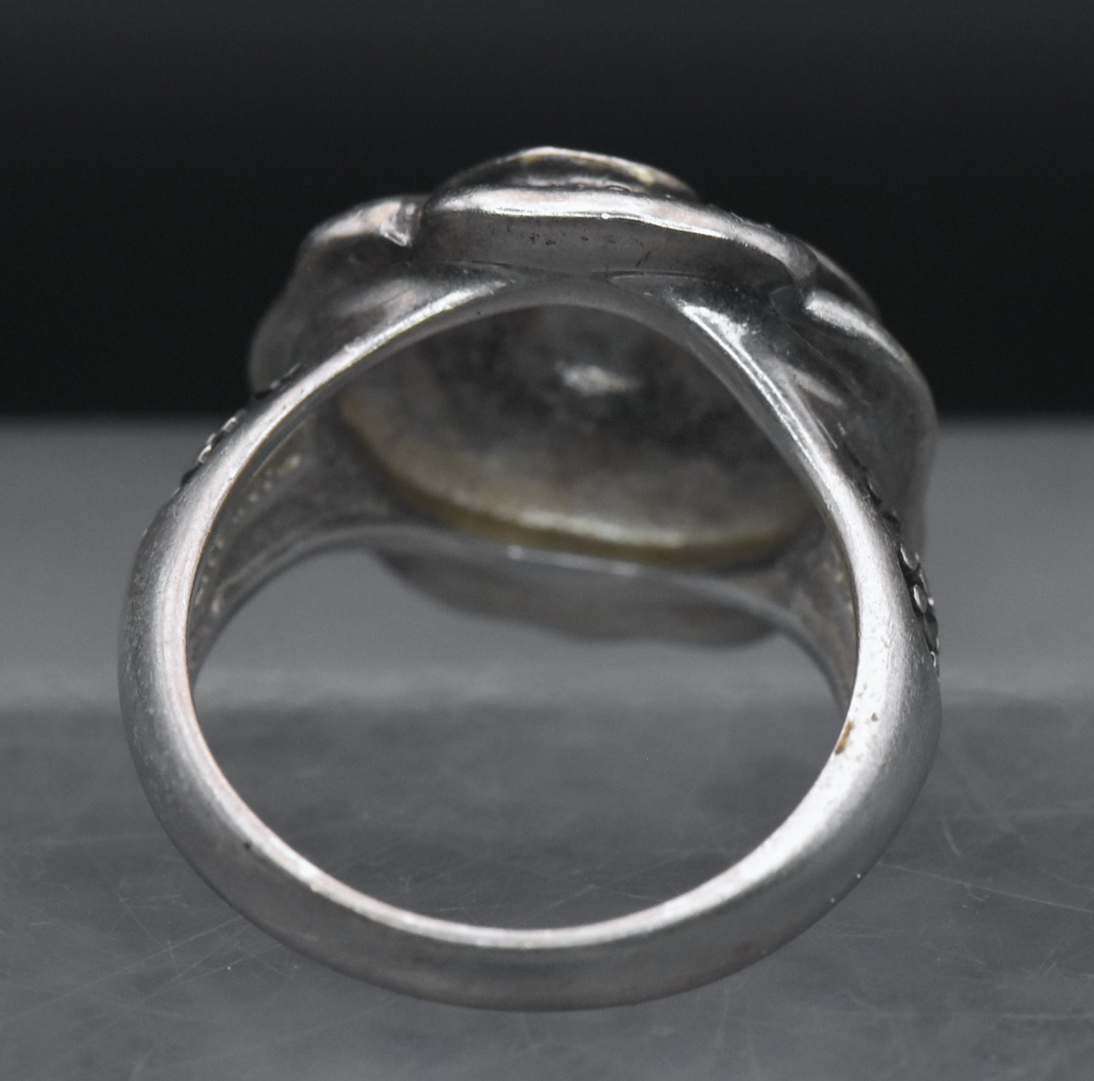 Vintage Sterling Silver Floral Marcasite Ring - Size 7