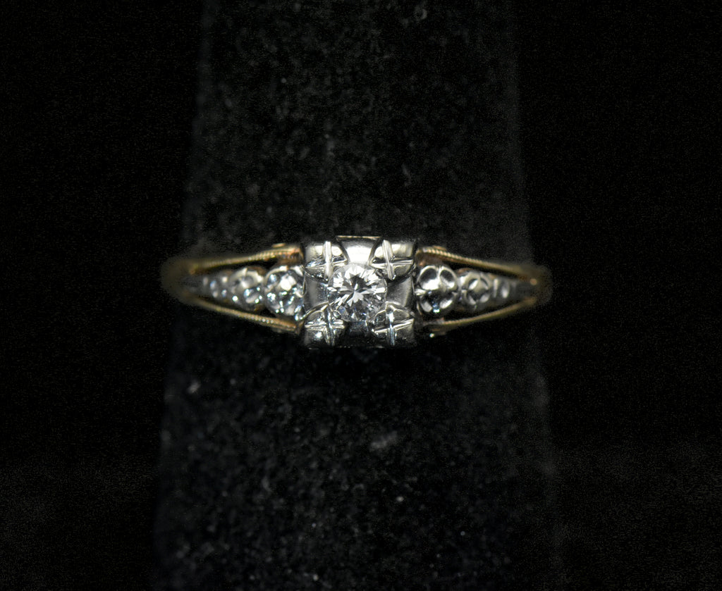 Vintage 14k Gold Solitaire Diamond Ring - Size 6.75