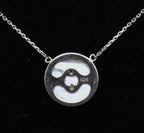 Vintage Mother of Pearl and Diamonds Sterling Silver Starfish Pendant Necklace