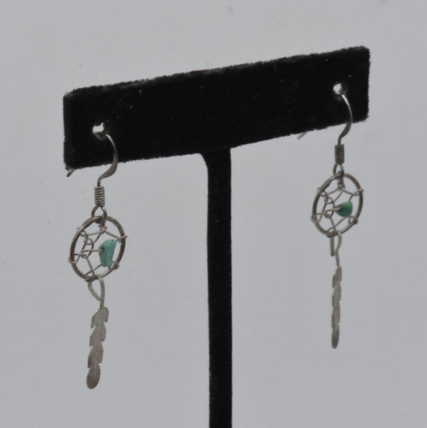 Vintage Silver and Turquoise Dreamcatcher Earrings