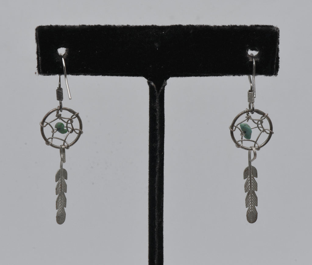 Vintage Silver and Turquoise Dreamcatcher Earrings
