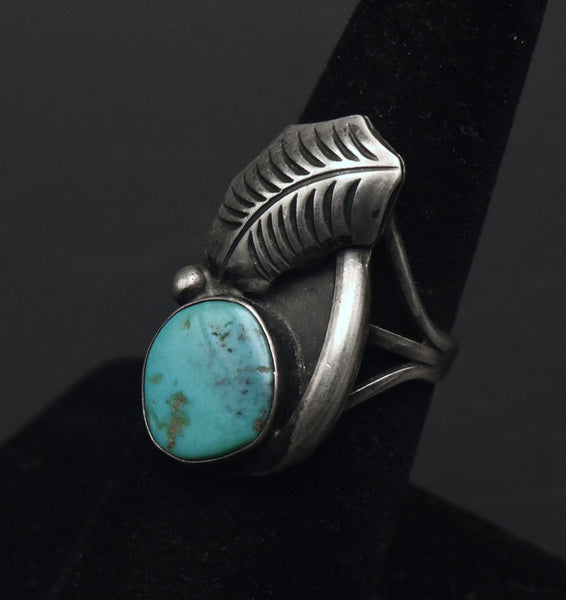 Vintage Handmade Sterling Silver Turquoise Ring - Size 6.5