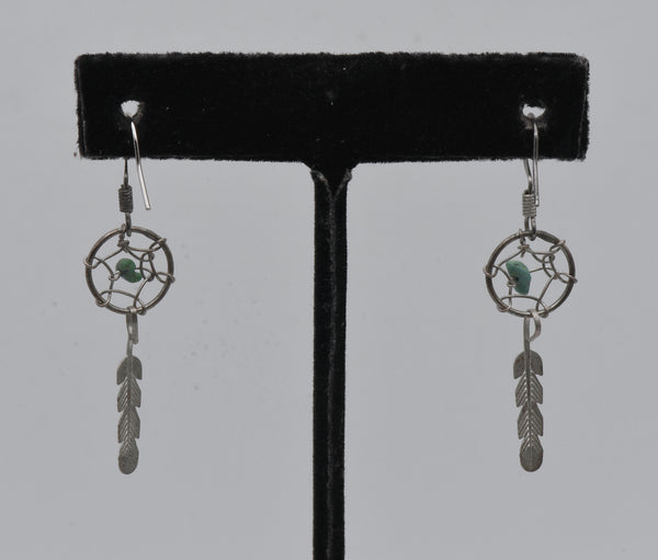 Vintage Silver and Turquoise Dreamcatcher Earrings