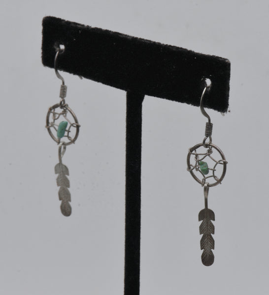 Vintage Silver and Turquoise Dreamcatcher Earrings