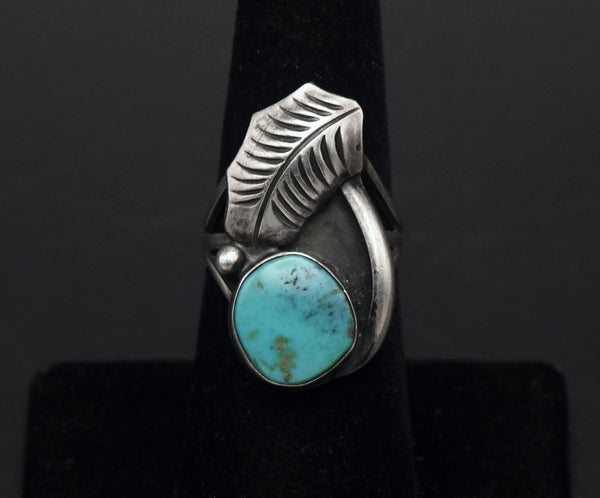 Vintage Handmade Sterling Silver Turquoise Ring - Size 6.5