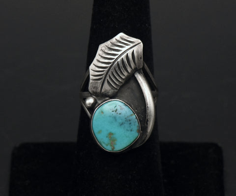 Vintage Handmade Sterling Silver Turquoise Ring - Size 6.5