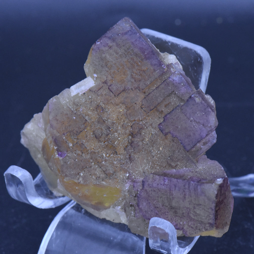 Yellow and Purple Fluorite Crystal Cluster Mineral Specimen - 70g