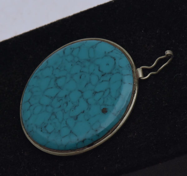 Vintage Faux Turquoise Metal Jewelry Finding