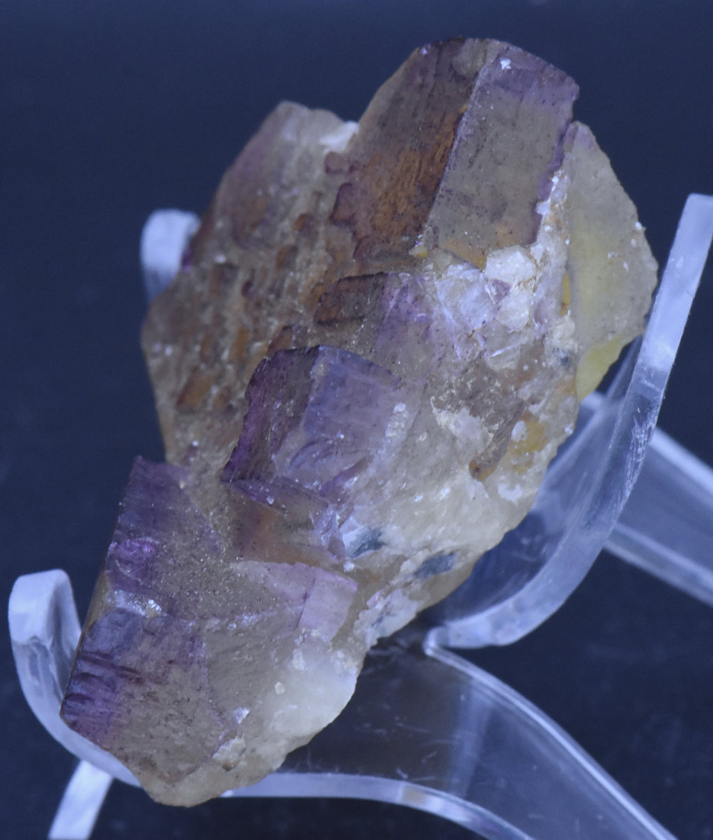 Yellow and Purple Fluorite Crystal Cluster Mineral Specimen - 70g