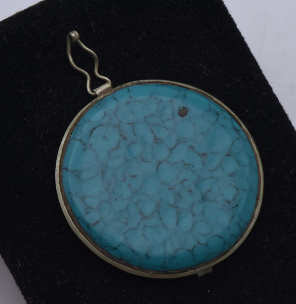 Vintage Faux Turquoise Metal Jewelry Finding