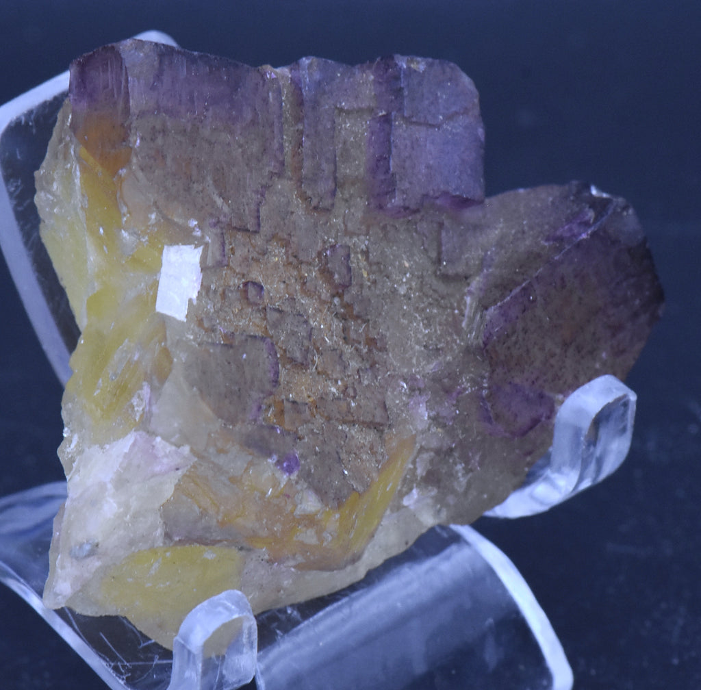 Yellow and Purple Fluorite Crystal Cluster Mineral Specimen - 70g