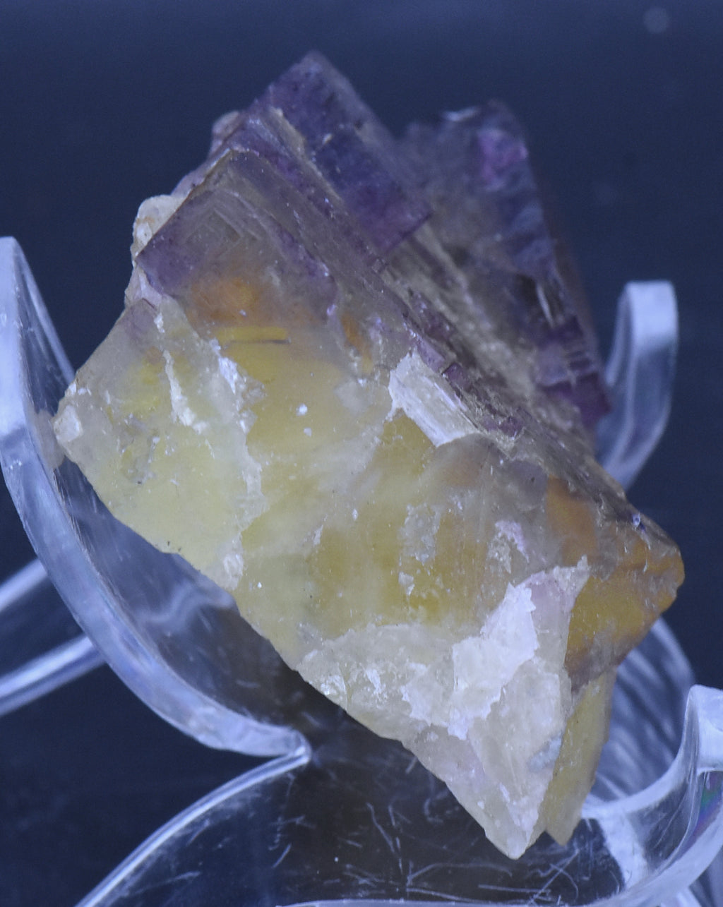 Yellow and Purple Fluorite Crystal Cluster Mineral Specimen - 70g