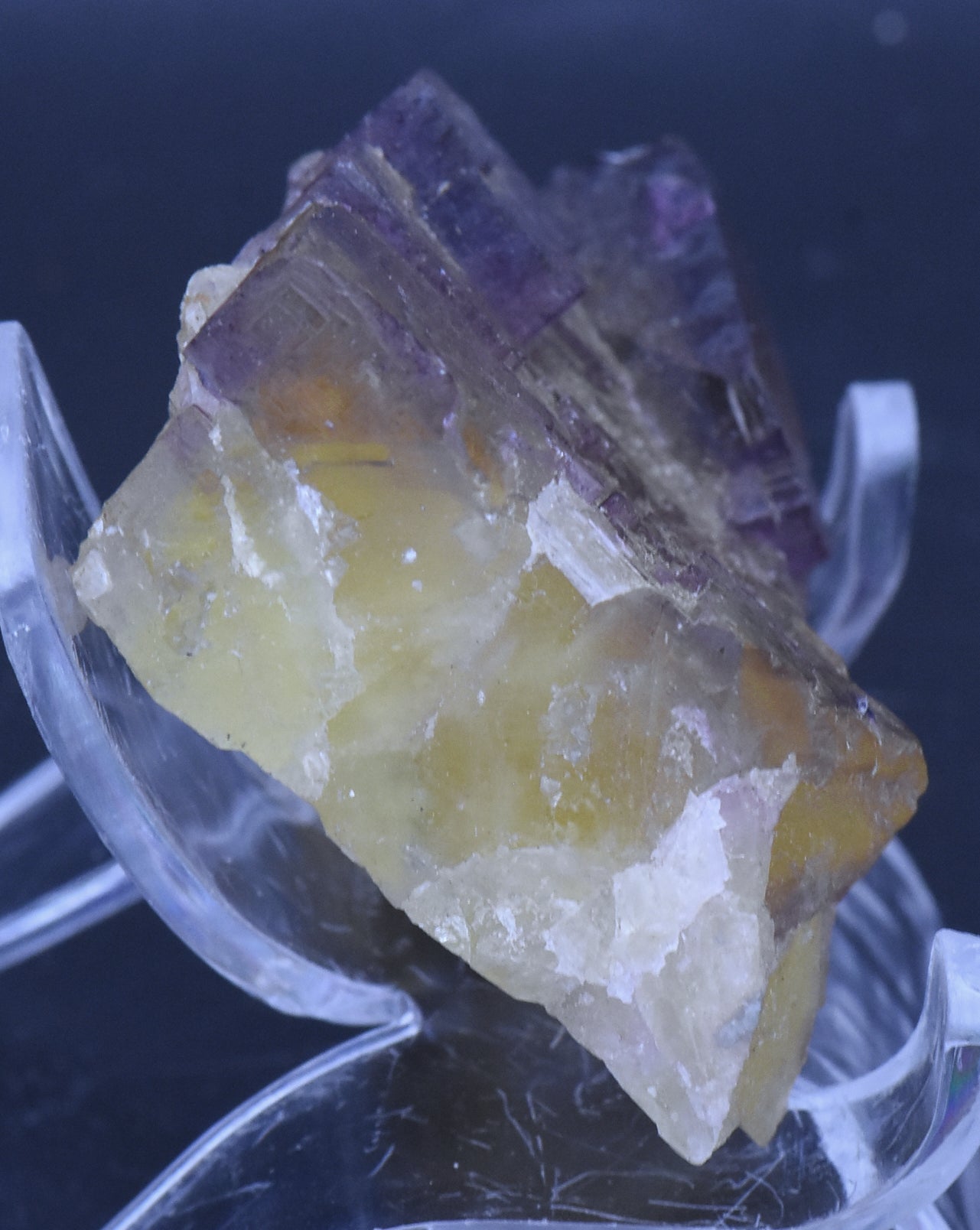 Yellow and Purple Fluorite Crystal Cluster Mineral Specimen - 70g