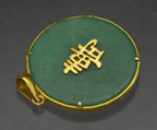 Vintage 18k Gold and Aventurine Lucky Chinese Pendant