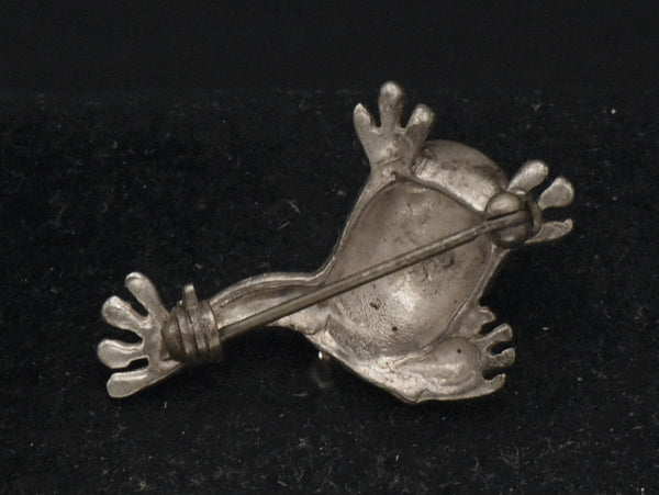 Vintage Sterling Silver Frog Brooch