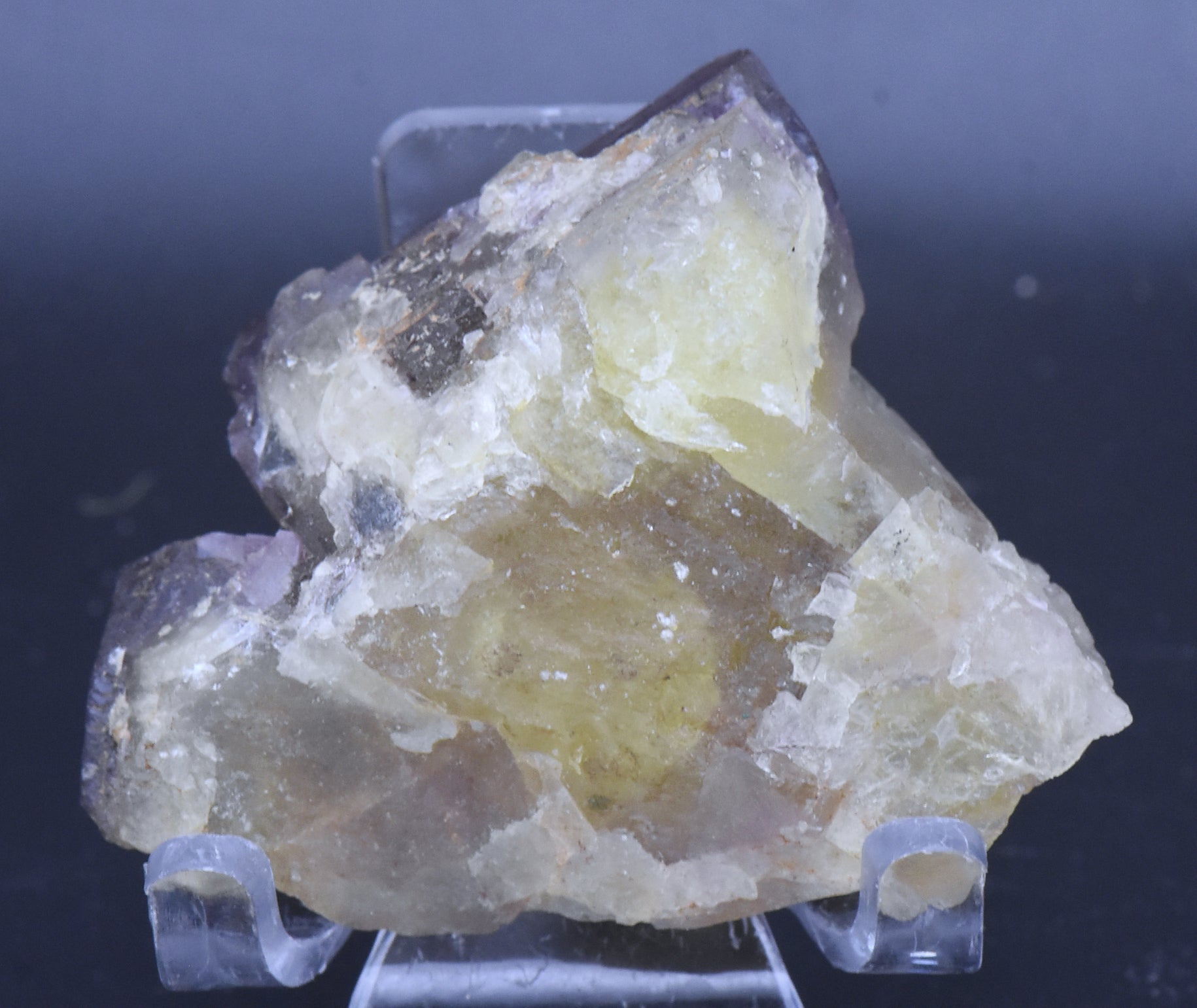Yellow and Purple Fluorite Crystal Cluster Mineral Specimen - 70g