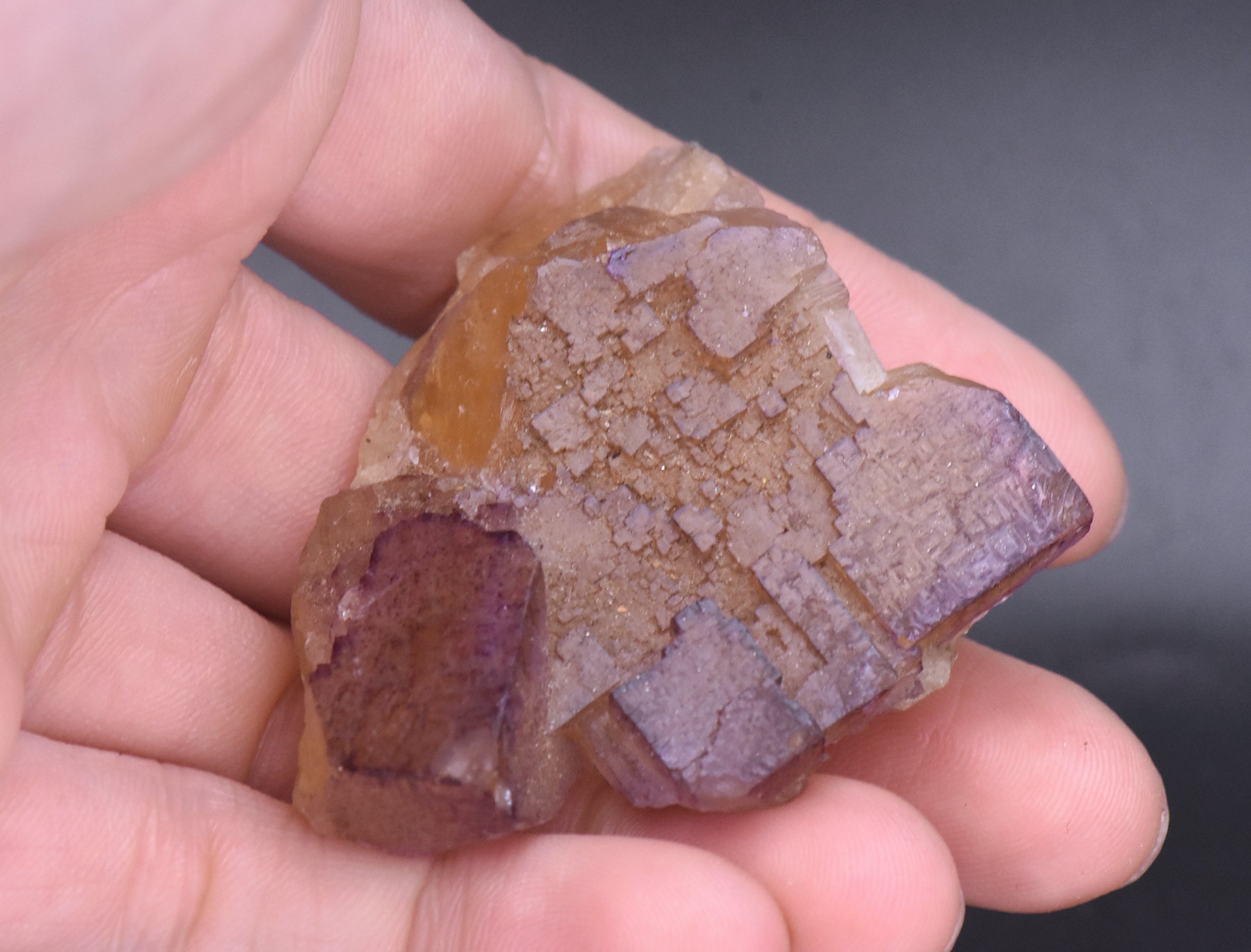 Yellow and Purple Fluorite Crystal Cluster Mineral Specimen - 70g