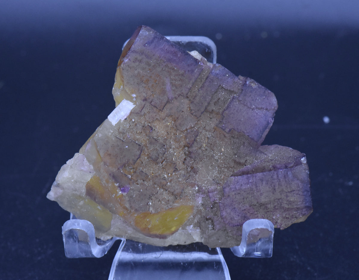 Yellow and Purple Fluorite Crystal Cluster Mineral Specimen - 70g