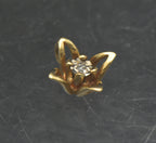 Vintage 14k Gold and Diamond Floral Tiny Pendant