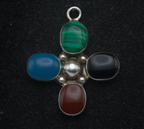 Vintage Handmade Sterling Silver Faux Stone Inlaid Pendant