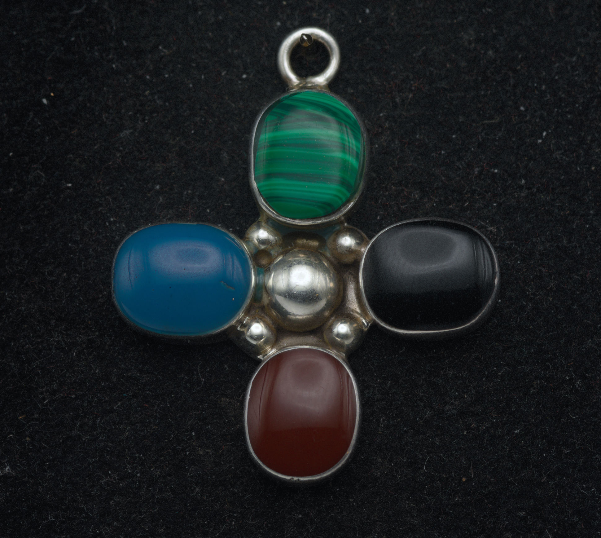 Vintage Handmade Sterling Silver Faux Stone Inlaid Pendant