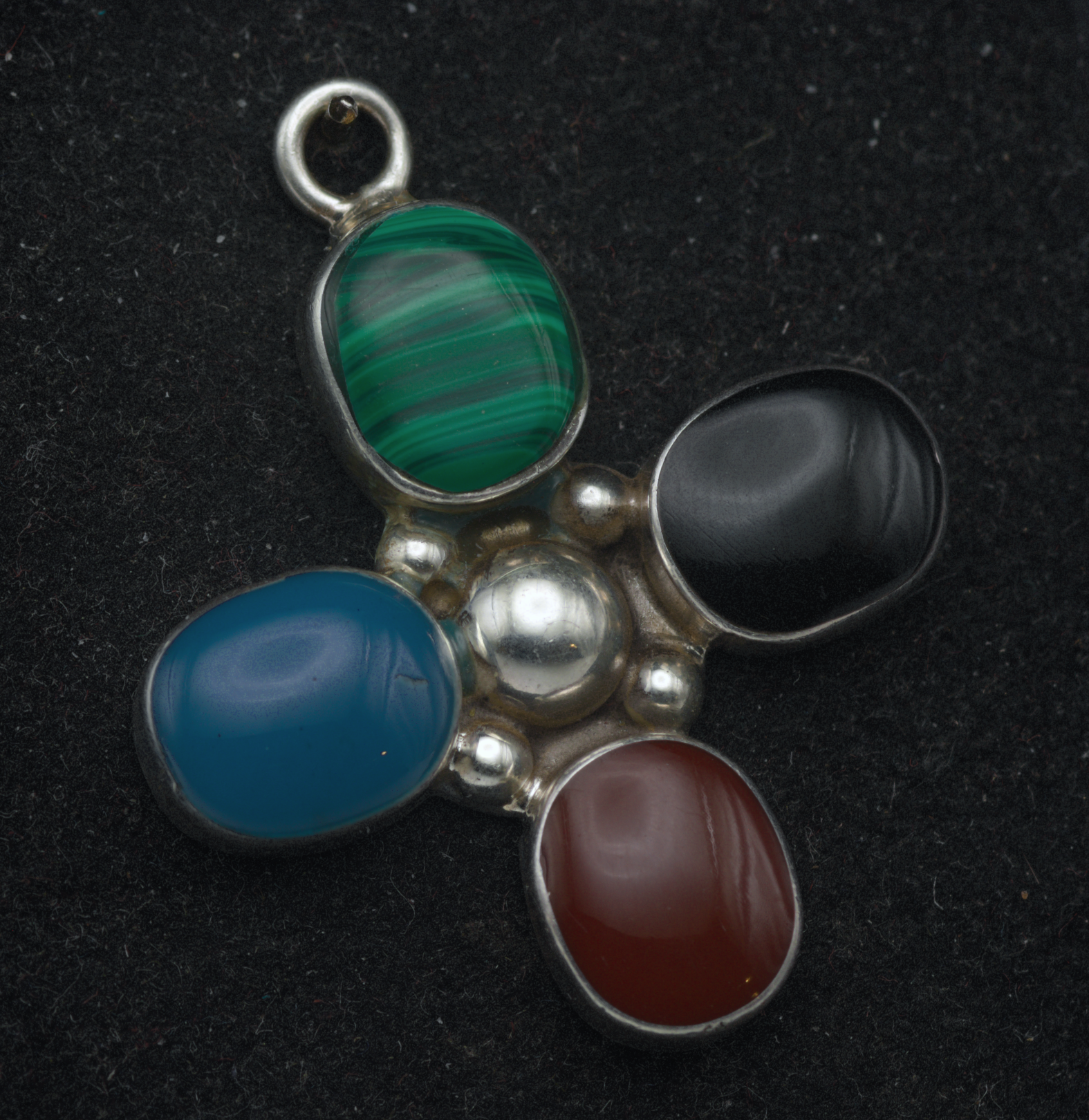 Vintage Handmade Sterling Silver Faux Stone Inlaid Pendant