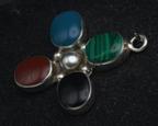 Vintage Handmade Sterling Silver Faux Stone Inlaid Pendant