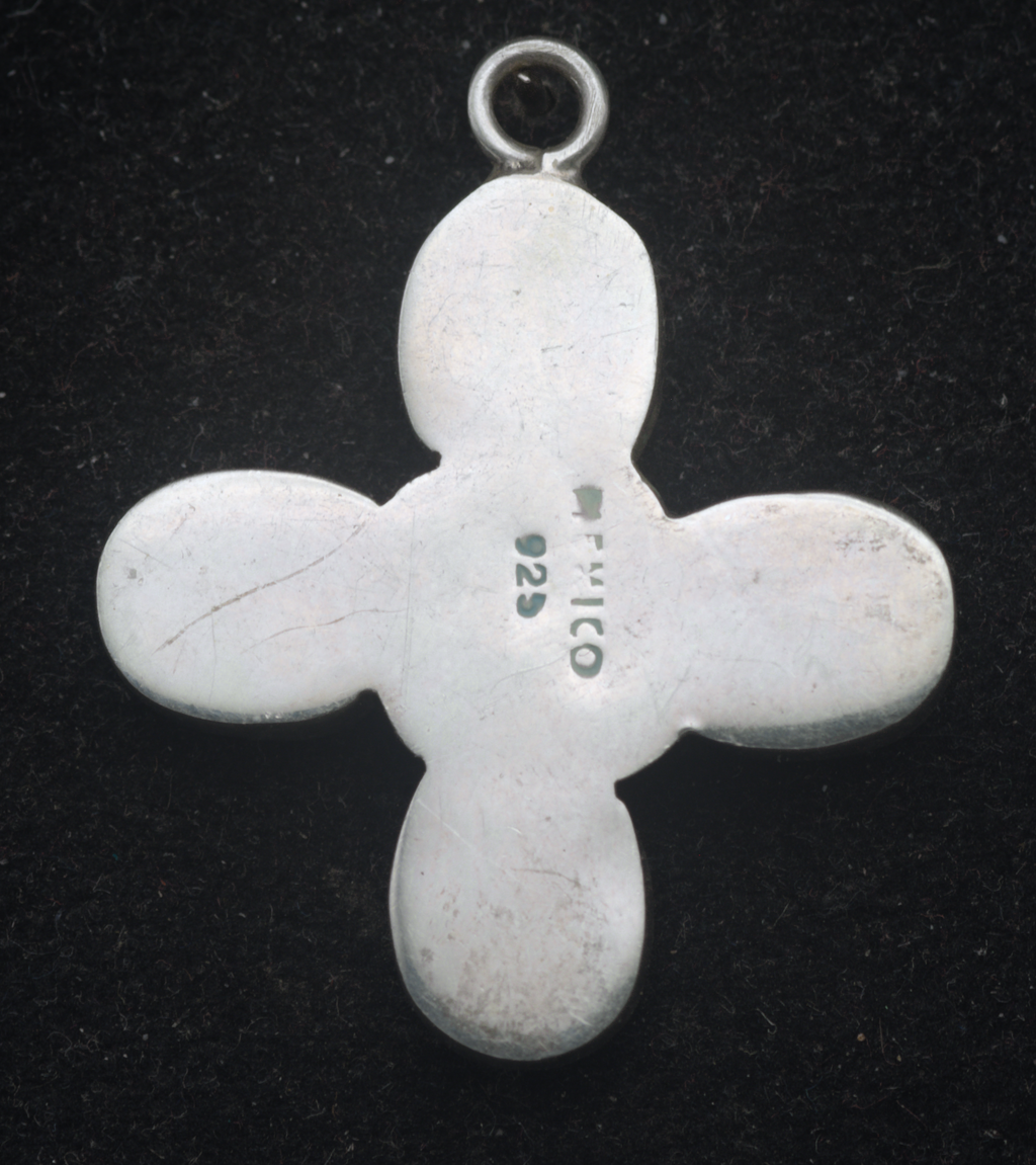 Vintage Handmade Sterling Silver Faux Stone Inlaid Pendant