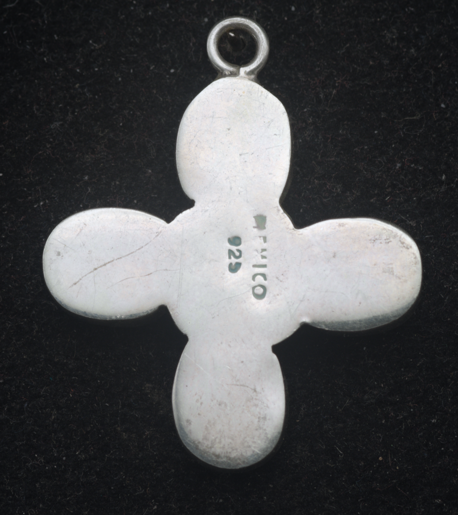 Vintage Handmade Sterling Silver Faux Stone Inlaid Pendant